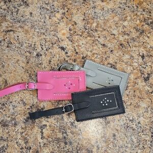 Swarovski Pink, Gray, and Black Luggage Tags